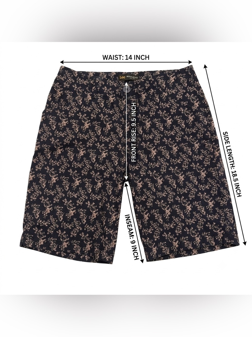 Lee Navy Shorts with Light Pink Floral Pattern - Picture 8 of 8